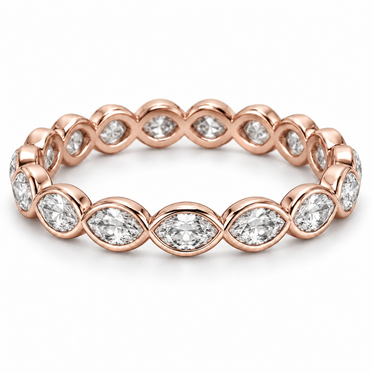 [metal:rose-gold] Yselle Marquise Bezel Eternity Ring — front — Yselle Marquise Bezel Eternity Ring front design illustration [catalog-v4]