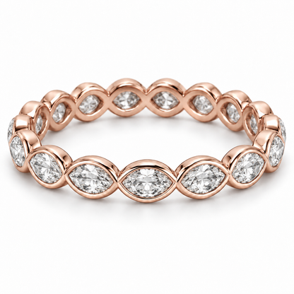 [metal:rose-gold] Yselle Marquise Bezel Eternity Ring — front — Yselle Marquise Bezel Eternity Ring front design illustration [catalog-v4]