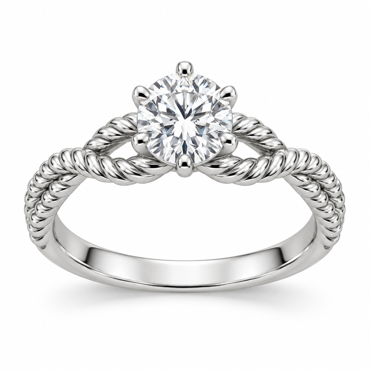 [metal:white-gold] Yselle Rope-Twist Setting — front — Original setting design illustration [catalog-v4]