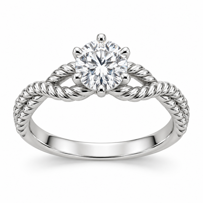 [metal:white-gold] Yselle Rope-Twist Setting — front — Original setting design illustration [catalog-v4]