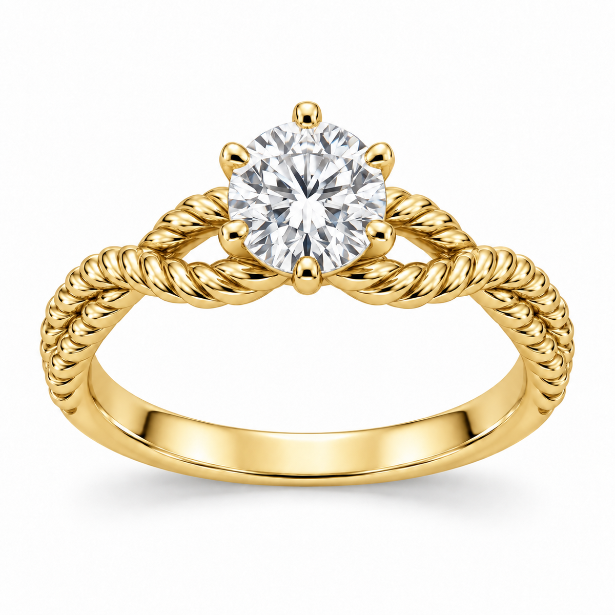 [metal:yellow-gold] Yselle Rope-Twist Setting — front — Original setting design illustration [catalog-v4]