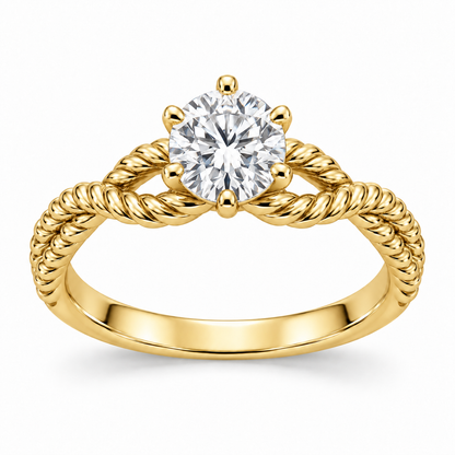 [metal:yellow-gold] Yselle Rope-Twist Setting — front — Original setting design illustration [catalog-v4]