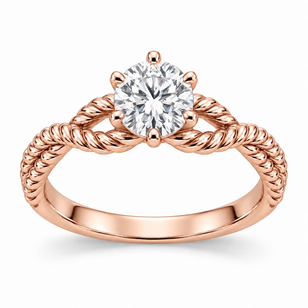 [metal:rose-gold] Yselle Rope-Twist Setting — front — Original setting design illustration [catalog-v4]