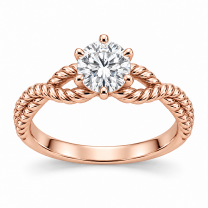 [metal:rose-gold] Yselle Rope-Twist Setting — front — Original setting design illustration [catalog-v4]