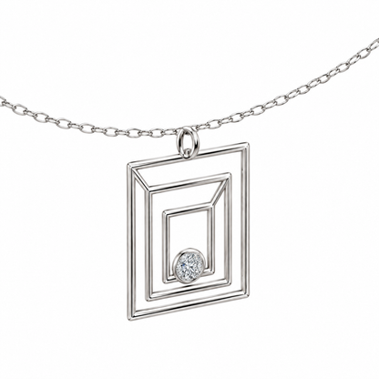 [metal:white-gold] Zelmira Triple Portal Pendant — 02-three-quarter — illustrative design [catalog-v4]; any chain shown is an optional styling accessory
