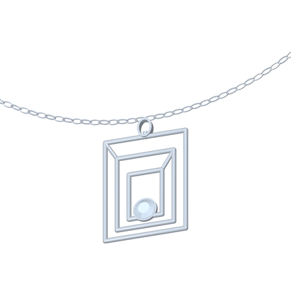[metal:white-gold] pj zelmira triple portal necklace — angle CAD view — illustrative design [catalog-v4]