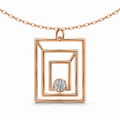 [metal:rose-gold] Zelmira Triple Portal Pendant — 05-rose-gold — illustrative design [catalog-v4]; any chain shown is an optional styling accessory