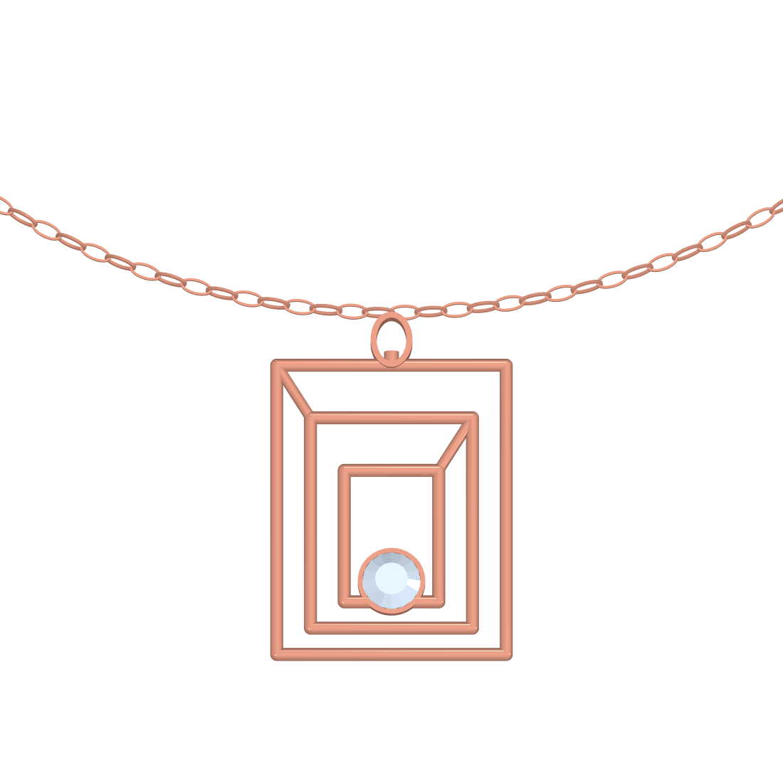 [metal:rose-gold] pj zelmira triple portal necklace — rose CAD view — illustrative design [catalog-v4]