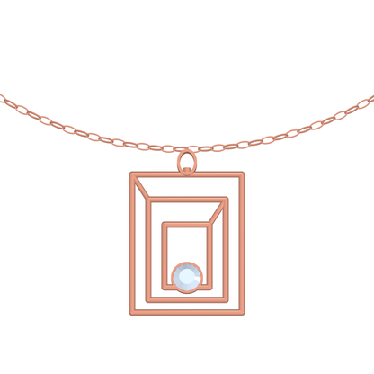 [metal:rose-gold] pj zelmira triple portal necklace — rose CAD view — illustrative design [catalog-v4]