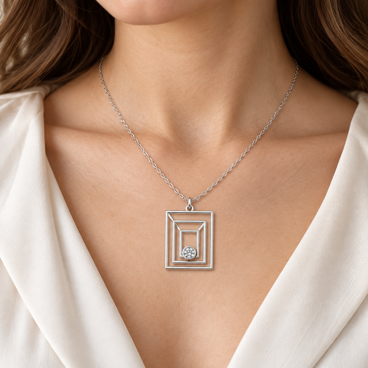 [metal:white-gold] pj zelmira triple portal necklace — worn — illustrative design [catalog-v4]