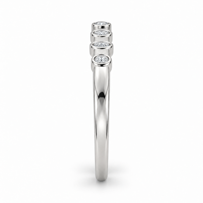 [metal:white-gold] Zerielle Five-Bezel Chevron Band — edge-profile — Same design shown edge profile [catalog-v4]