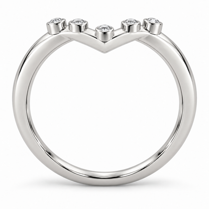 [metal:white-gold] Zerielle Five-Bezel Chevron Band — circular — Same design shown circular [catalog-v4]