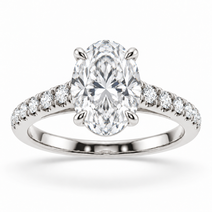 [metal:white-gold] Rosaline Ring Setting — front — illustrative design render
