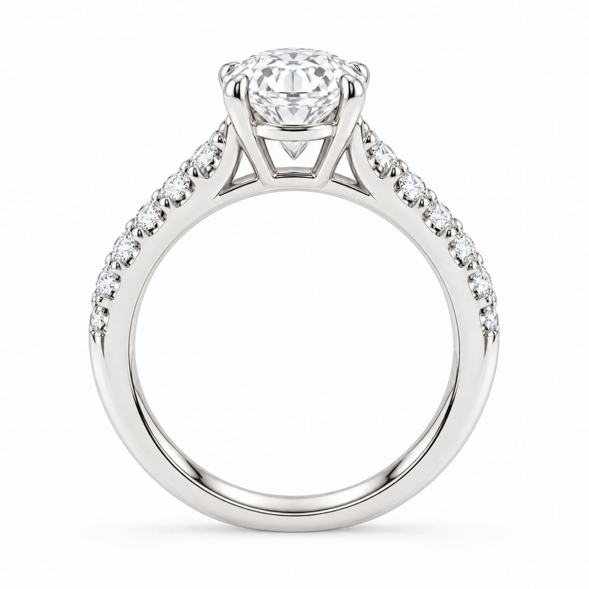 [metal:white-gold] Rosaline Ring Setting — side profile — illustrative design render