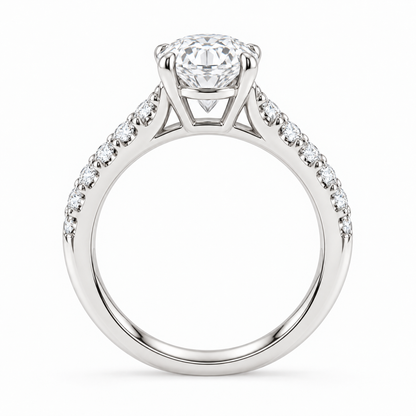 [metal:white-gold] Rosaline Ring Setting — side profile — illustrative design render