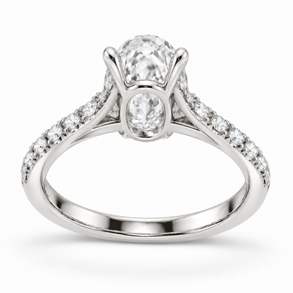 [metal:white-gold] Rosaline Ring Setting — rear three quarter — illustrative design render