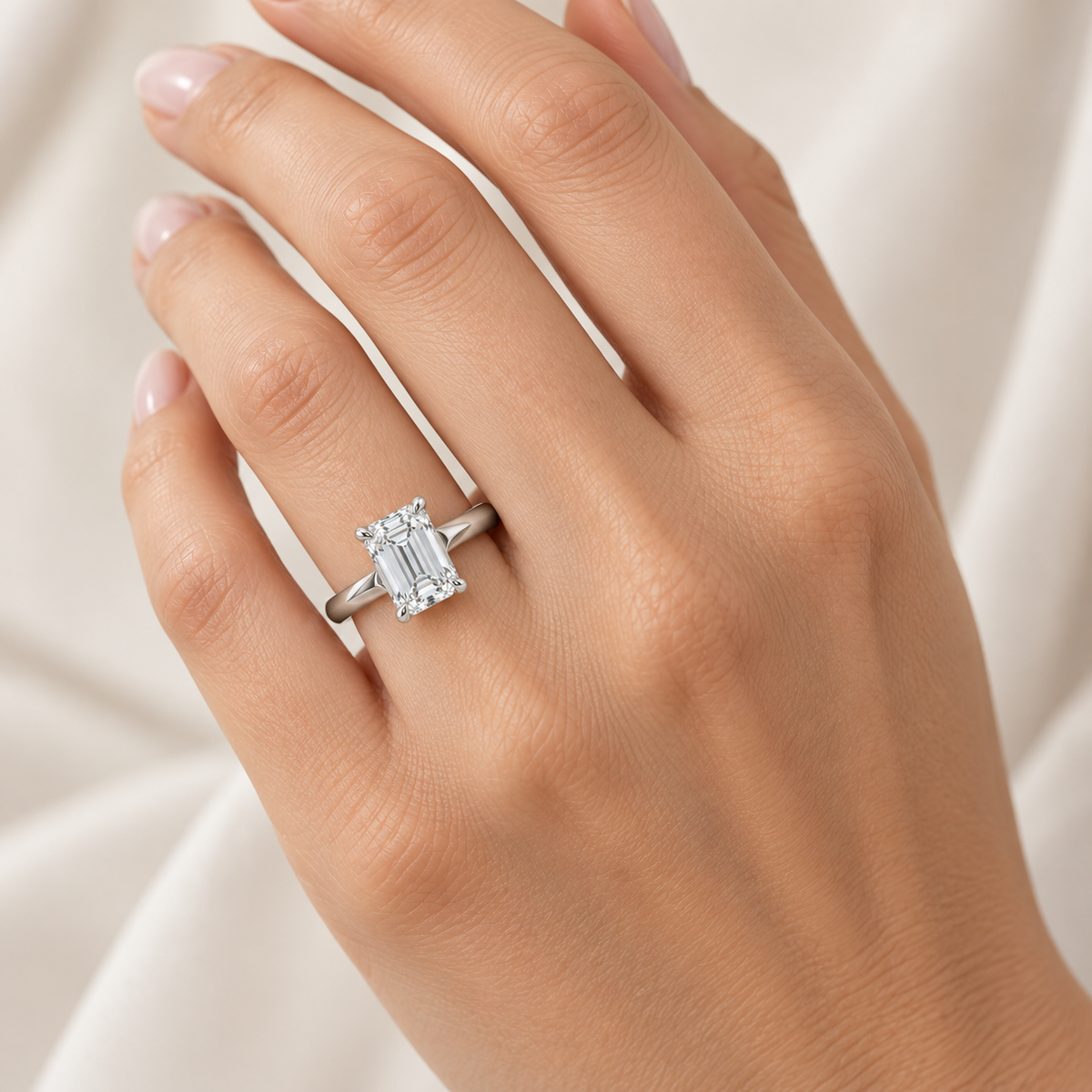 [metal:white-gold] Seraphine Ring Setting — on hand — illustrative design render