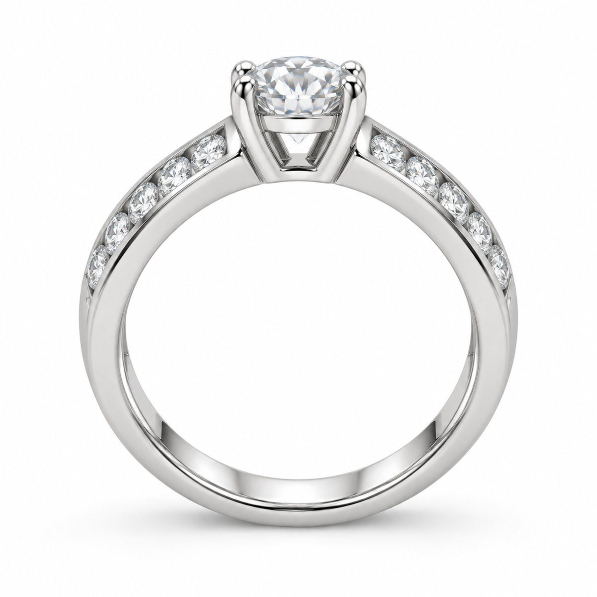 [metal:white-gold] Serenade Ring Setting — side profile — illustrative design render