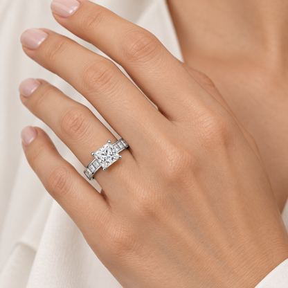 [metal:white-gold] Solenne Ring Setting — on hand — illustrative design render