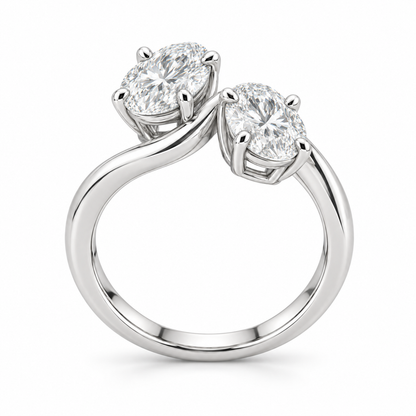 [metal:white-gold] Symphonie Ring Setting — side profile — illustrative design render