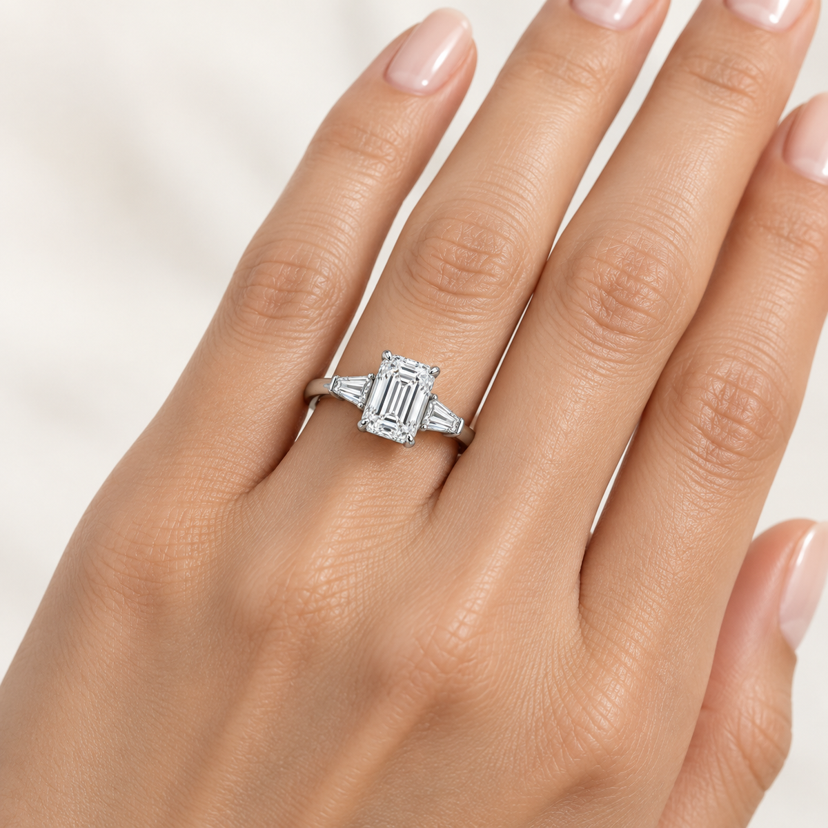[metal:white-gold] Valentina Ring Setting — on hand — illustrative design render