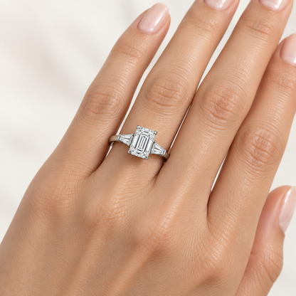 [metal:white-gold] Valentina Ring Setting — on hand — illustrative design render